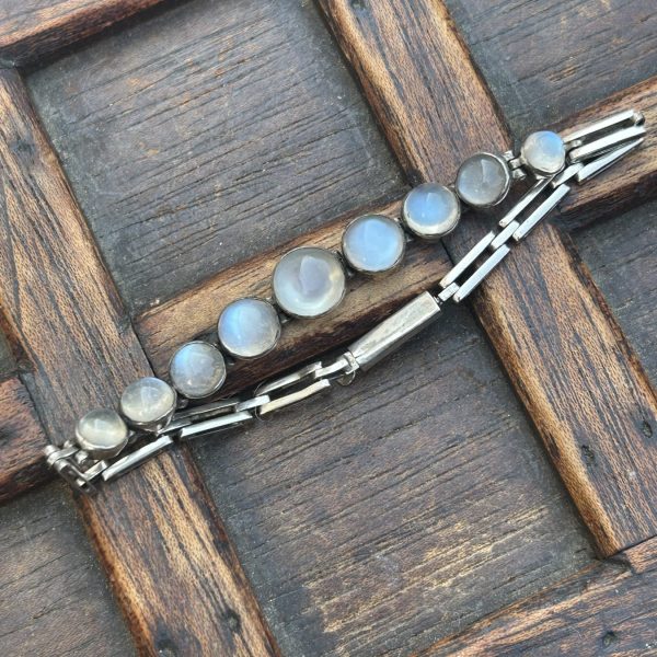Antique silver moonstone bracelet