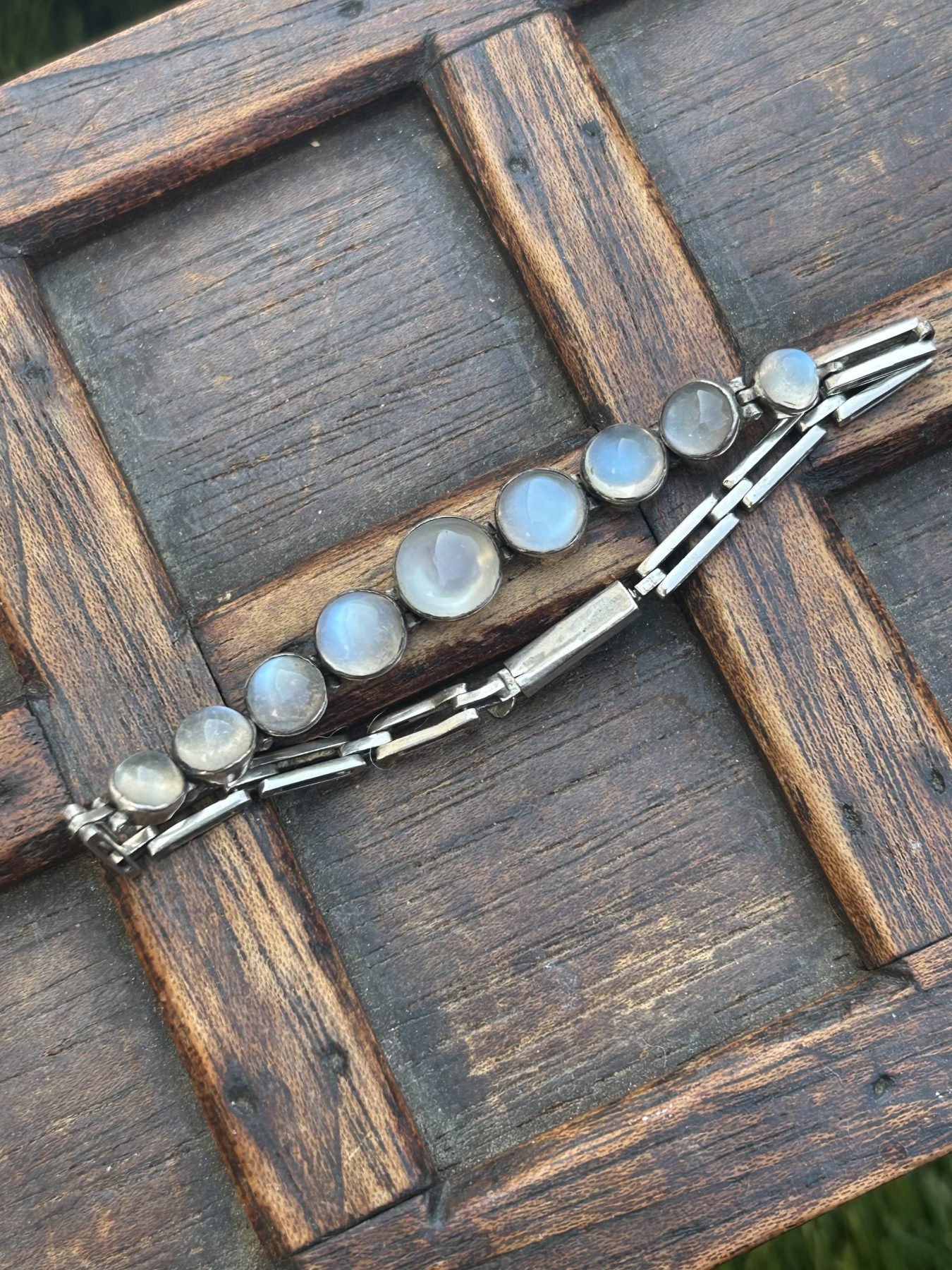 Antique silver moonstone bracelet
