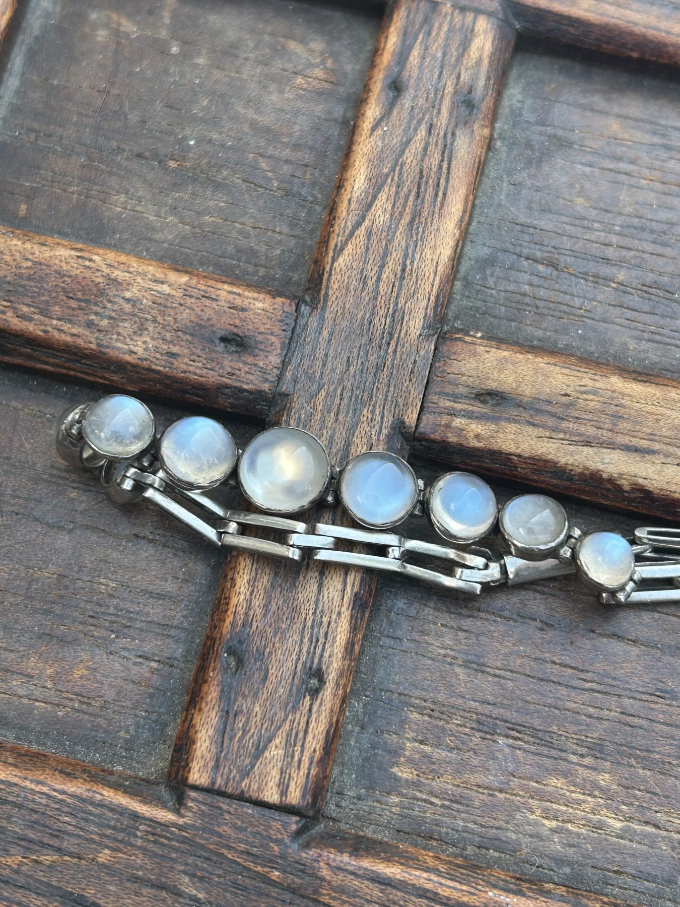 Antique silver moonstone bracelet - Image 9