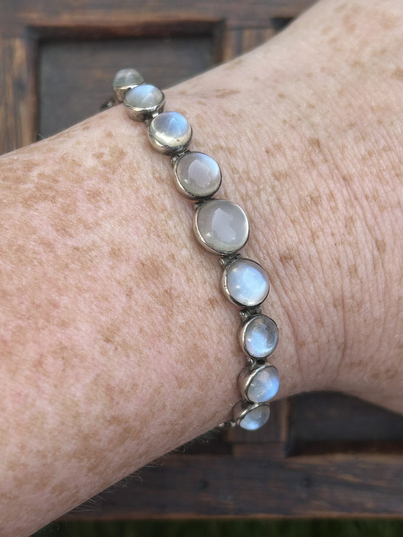 Antique silver moonstone bracelet - Image 8