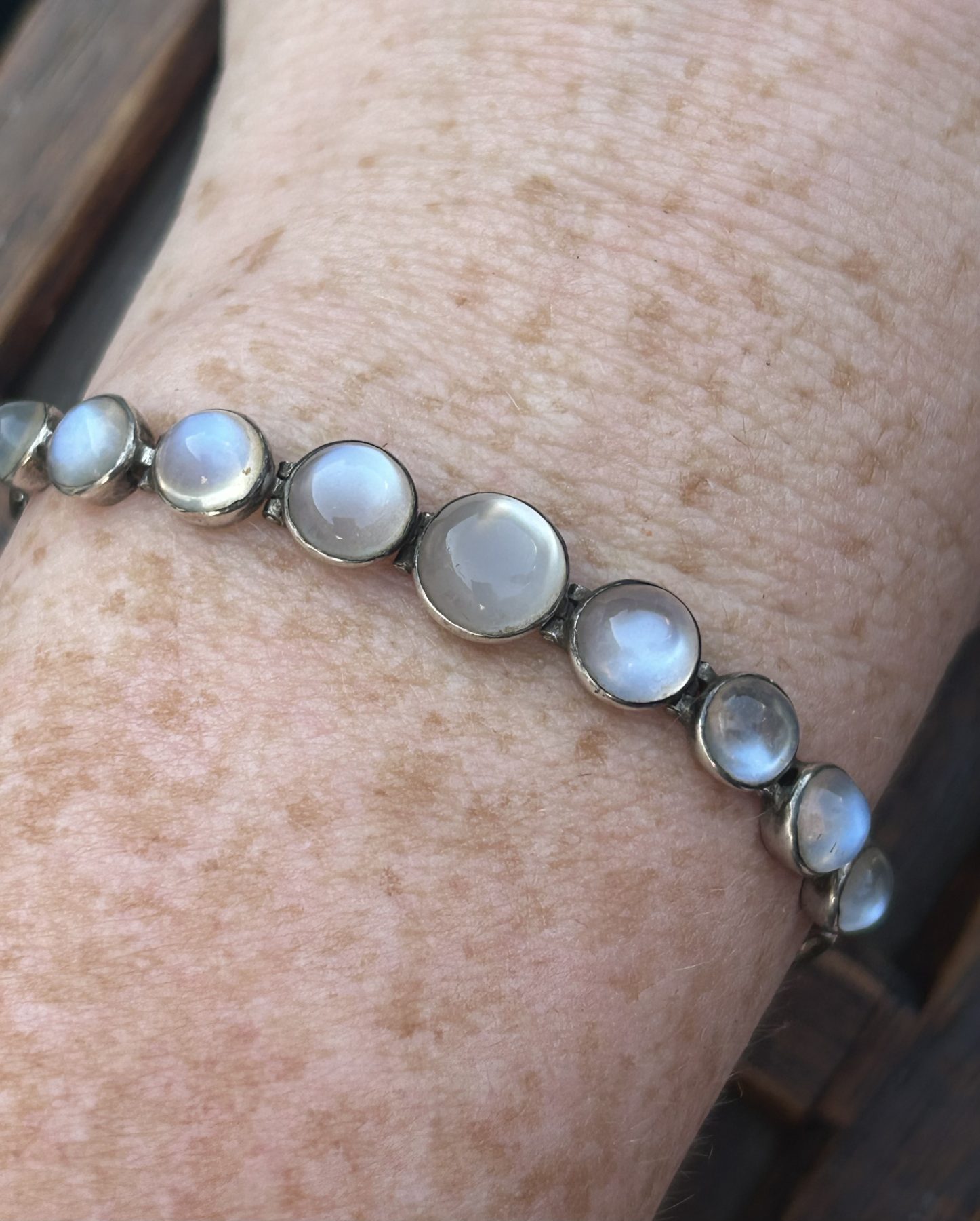 Antique silver moonstone bracelet - Image 7