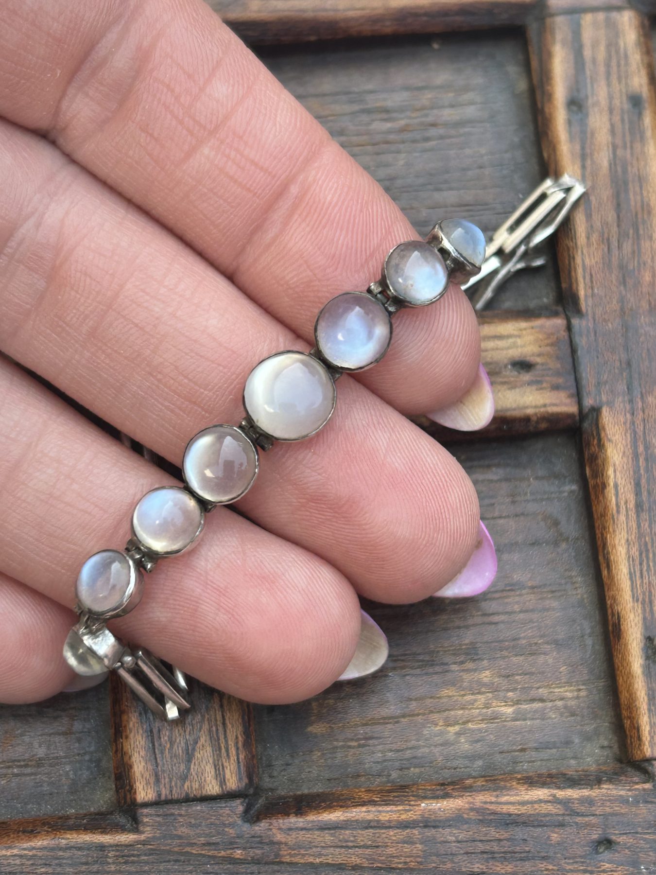Antique silver moonstone bracelet - Image 2