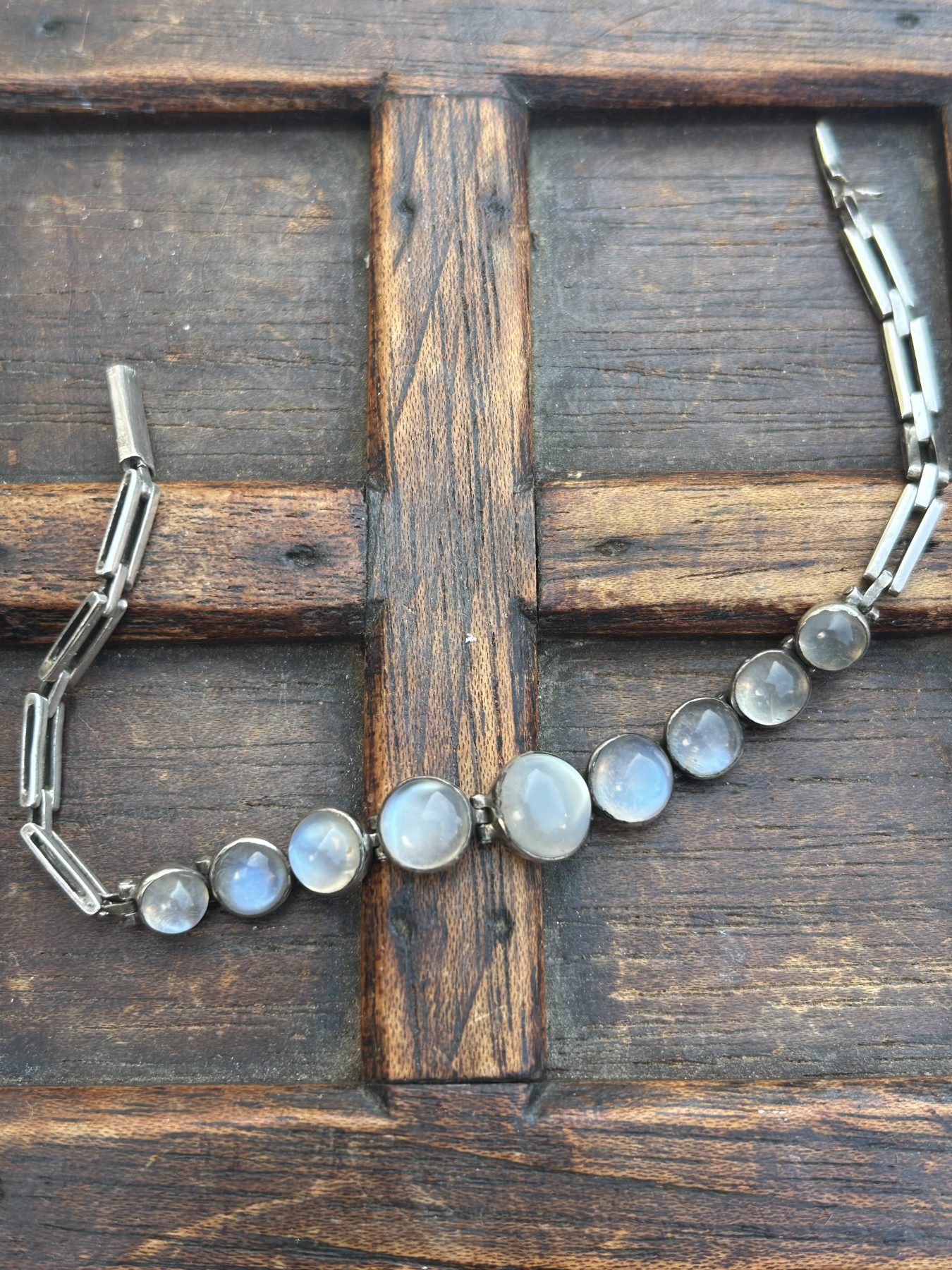 Antique silver moonstone bracelet - Image 3